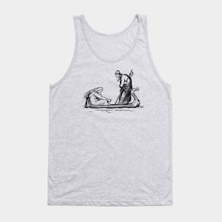 Odin Sailing In An Oselvar Viking Boat Through Fensalir Tank Top